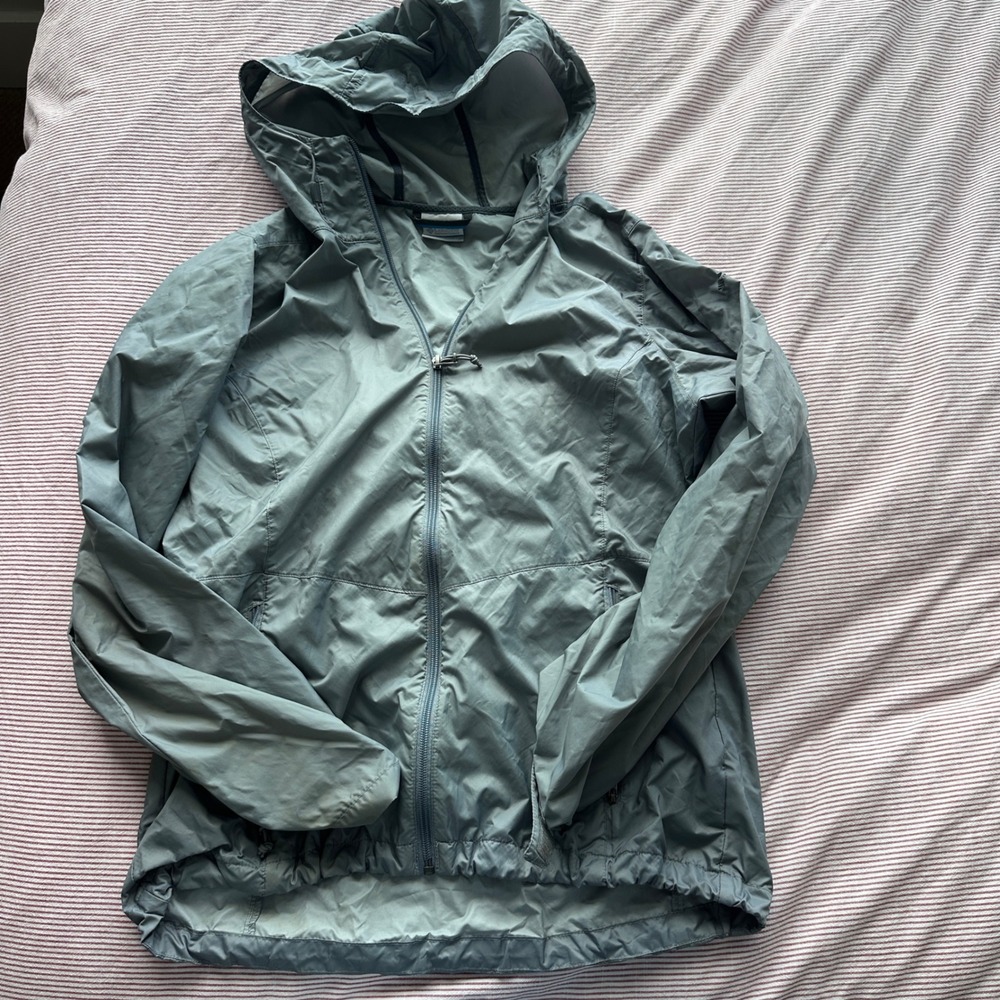 Columbia Windbreaker Jacket Womens M XL3134 Flash Forward Hooded Sage Green